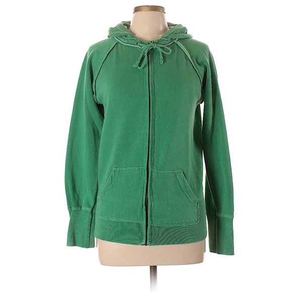 Ocean Drive 90s Y2K Graphic Zip Up Hoodie Vintage Wash Hippie Green Sz L - Picture 2 of 3